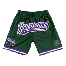 Load image into Gallery viewer, Custom Hunter Green Purple-Gray Authentic Throwback Basketball Shorts
