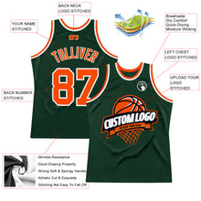 Load image into Gallery viewer, Custom Hunter Green Orange-White Authentic Throwback Basketball Jersey

