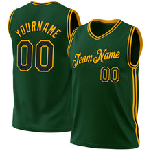 Load image into Gallery viewer, Custom Hunter Green Black-Gold Authentic Throwback Basketball Jersey
