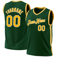 Load image into Gallery viewer, Custom Hunter Green Gold-White Authentic Throwback Basketball Jersey
