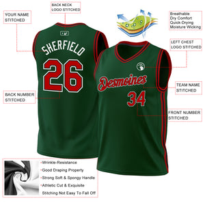 Custom Hunter Green Red-Black Authentic Throwback Basketball Jersey