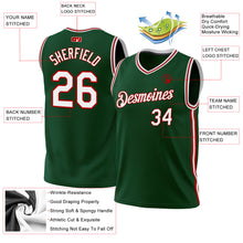 Load image into Gallery viewer, Custom Hunter Green White-Red Authentic Throwback Basketball Jersey
