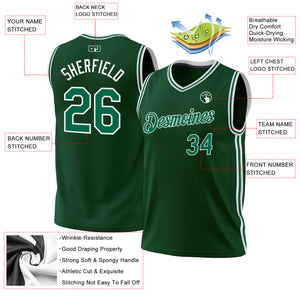 Custom Hunter Green Kelly Green-White Authentic Throwback Basketball Jersey