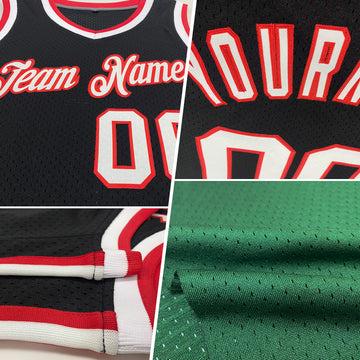 Custom Hunter Green Red-Cream Authentic Throwback Basketball Jersey
