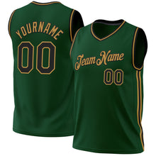 Load image into Gallery viewer, Custom Hunter Green Black-Old Gold Authentic Throwback Basketball Jersey
