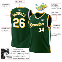 Load image into Gallery viewer, Custom Hunter Green White-Gold Authentic Throwback Basketball Jersey
