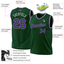 Load image into Gallery viewer, Custom Hunter Green Purple Green-Gray Authentic Throwback Basketball Jersey

