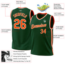 Load image into Gallery viewer, Custom Hunter Green Orange-White Authentic Throwback Basketball Jersey
