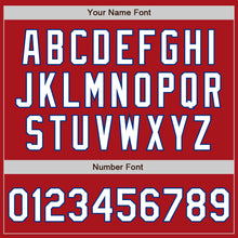 Load image into Gallery viewer, Custom Red White-Royal Bomber Full-Snap Varsity Letterman Jacket
