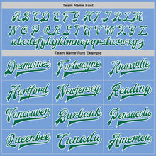 Load image into Gallery viewer, Custom Light Blue Kelly Green-White Bomber Full-Snap Varsity Letterman Jacket
