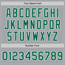 Load image into Gallery viewer, Custom Gray Kelly Green-White Bomber Full-Snap Varsity Letterman Jacket
