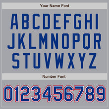 Load image into Gallery viewer, Custom Gray Royal White-Red Bomber Full-Snap Varsity Letterman Jacket
