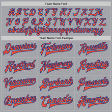 Load image into Gallery viewer, Custom Gray Orange-Royal Bomber Full-Snap Varsity Letterman Jacket
