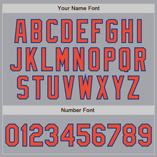 Load image into Gallery viewer, Custom Gray Orange-Royal Bomber Full-Snap Varsity Letterman Jacket

