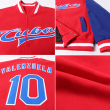 Load image into Gallery viewer, Custom Red Royal-White Bomber Full-Snap Varsity Letterman Two Tone Jacket
