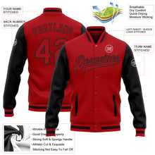 Load image into Gallery viewer, Custom Red Red-Black Bomber Full-Snap Varsity Letterman Two Tone Jacket
