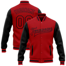 Load image into Gallery viewer, Custom Red Red-Black Bomber Full-Snap Varsity Letterman Two Tone Jacket
