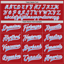 Load image into Gallery viewer, Custom Red Light Blue-White Bomber Full-Snap Varsity Letterman Two Tone Jacket
