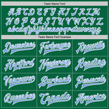 Load image into Gallery viewer, Custom Kelly Green Light Blue-White Bomber Full-Snap Varsity Letterman Two Tone Jacket
