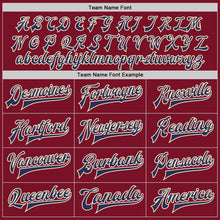 Load image into Gallery viewer, Custom Crimson Navy-Cream Bomber Full-Snap Varsity Letterman Two Tone Jacket
