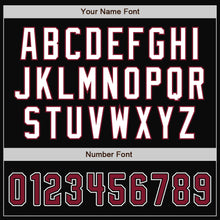 Load image into Gallery viewer, Custom Black Crimson-White Bomber Full-Snap Varsity Letterman Jacket
