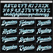 Load image into Gallery viewer, Custom Black White-Panther Blue Bomber Full-Snap Varsity Letterman Jacket
