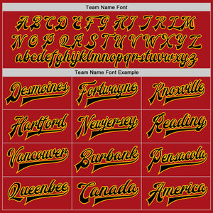 Custom Red Black-Gold Bomber Full-Snap Varsity Letterman Jacket