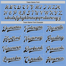 Load image into Gallery viewer, Custom Light Blue Black-White Bomber Full-Snap Varsity Letterman Jacket
