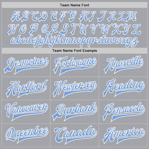 Custom Gray Light Blue-White Bomber Full-Snap Varsity Letterman Jacket