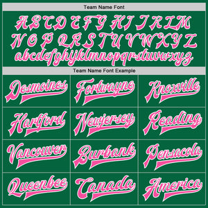 Custom Kelly Green Pink-White Bomber Full-Snap Varsity Letterman Jacket
