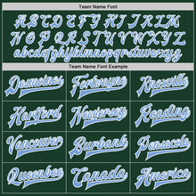 Load image into Gallery viewer, Custom Green Light Blue-White Bomber Full-Snap Varsity Letterman Jacket
