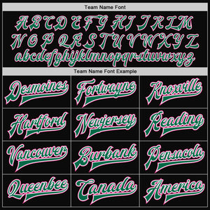 Custom Black Pink-Kelly Green Bomber Full-Snap Varsity Letterman Jacket