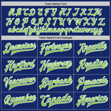Load image into Gallery viewer, Custom Royal Neon Green-White Bomber Full-Snap Varsity Letterman Jacket
