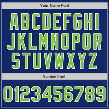 Load image into Gallery viewer, Custom Royal Neon Green-White Bomber Full-Snap Varsity Letterman Jacket

