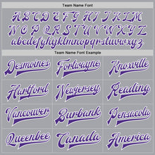 Load image into Gallery viewer, Custom Gray Purple-White Bomber Full-Snap Varsity Letterman Jacket
