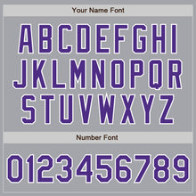 Load image into Gallery viewer, Custom Gray Purple-White Bomber Full-Snap Varsity Letterman Jacket
