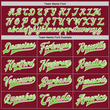 Load image into Gallery viewer, Custom Crimson Neon Green-White Bomber Full-Snap Varsity Letterman Jacket
