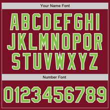 Load image into Gallery viewer, Custom Crimson Neon Green-White Bomber Full-Snap Varsity Letterman Jacket
