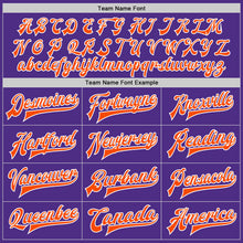 Load image into Gallery viewer, Custom Purple Orange-White Bomber Full-Snap Varsity Letterman Jacket
