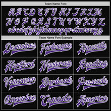 Load image into Gallery viewer, Custom Black Purple-White Bomber Full-Snap Varsity Letterman Two Tone Jacket
