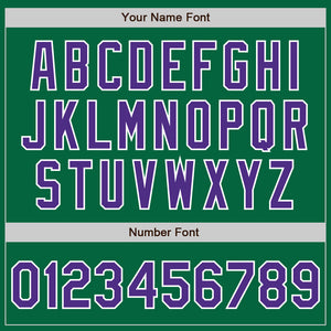 Custom Kelly Green Purple-White Bomber Full-Snap Varsity Letterman Two Tone Jacket