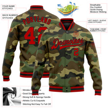 Load image into Gallery viewer, Custom Camo Red-Black Bomber Full-Snap Varsity Letterman Salute To Service Jacket
