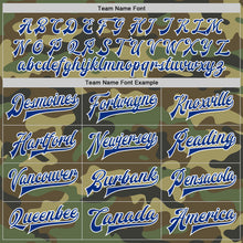 Load image into Gallery viewer, Custom Camo Royal-White Bomber Full-Snap Varsity Letterman Salute To Service Jacket

