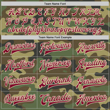 Load image into Gallery viewer, Custom Camo Maroon-Cream Bomber Full-Snap Varsity Letterman Salute To Service Jacket
