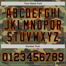Load image into Gallery viewer, Custom Camo Black-Orange Bomber Full-Snap Varsity Letterman Salute To Service Jacket
