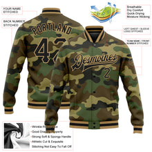 Load image into Gallery viewer, Custom Camo Black-Old Gold Bomber Full-Snap Varsity Letterman Salute To Service Jacket
