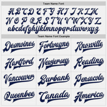 Load image into Gallery viewer, Custom White Navy Pinstripe Navy-Gray Bomber Full-Snap Varsity Letterman Two Tone Jacket

