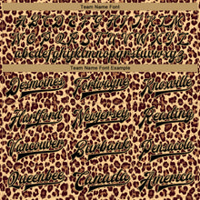Load image into Gallery viewer, Custom Brown Black-Old Gold Leopard 3D Pattern Design Bomber Full-Snap Varsity Letterman Jacket
