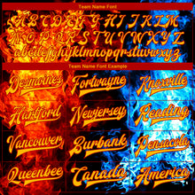 Load image into Gallery viewer, Custom Black Gold Red-Royal Flame 3D Pattern Design Bomber Full-Snap Varsity Letterman Jacket
