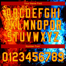 Load image into Gallery viewer, Custom Black Gold Red-Royal Flame 3D Pattern Design Bomber Full-Snap Varsity Letterman Jacket
